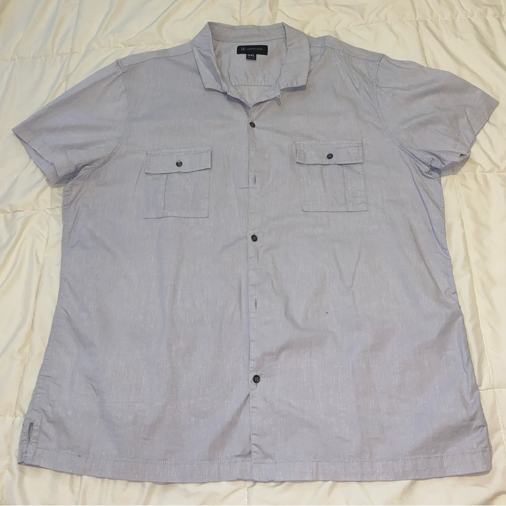 Men’s Grey dots short sleeve button front shirt 3XL XXXL I.N.C.